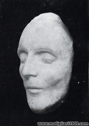 maschera mortuaria di Amedeo Modigliani - proprietà Giovanni Scheiwiller