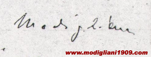 Firma di Modigliani nel diario di famiglia (Le livre de raison) - 11 luglio 1897
