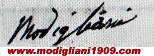 Firma di Modigliani nella lettera scritta da Nizza a Zborowski - 1919
