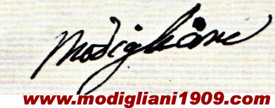Firma di Modigliani nella lettera a Zborowski da Nizza - 1919
