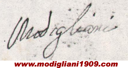 Firma di Modigliani nella cartolina inviata alla madre il 23 aprile 1919
