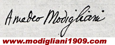 Firma di Modigliani nella promessa di matrimonio con Jeanne Hébuterne - 7 luglio 1919
