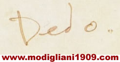Firma di Modigliani - Dedo - nella lettera al fratello Umberto del 1908
