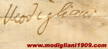 Firma di Modigliani in una lettera del 1906
