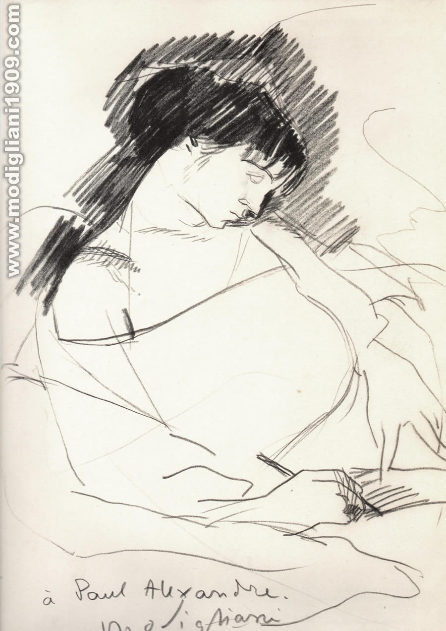 Maud Abrantes a letto mentre scrive