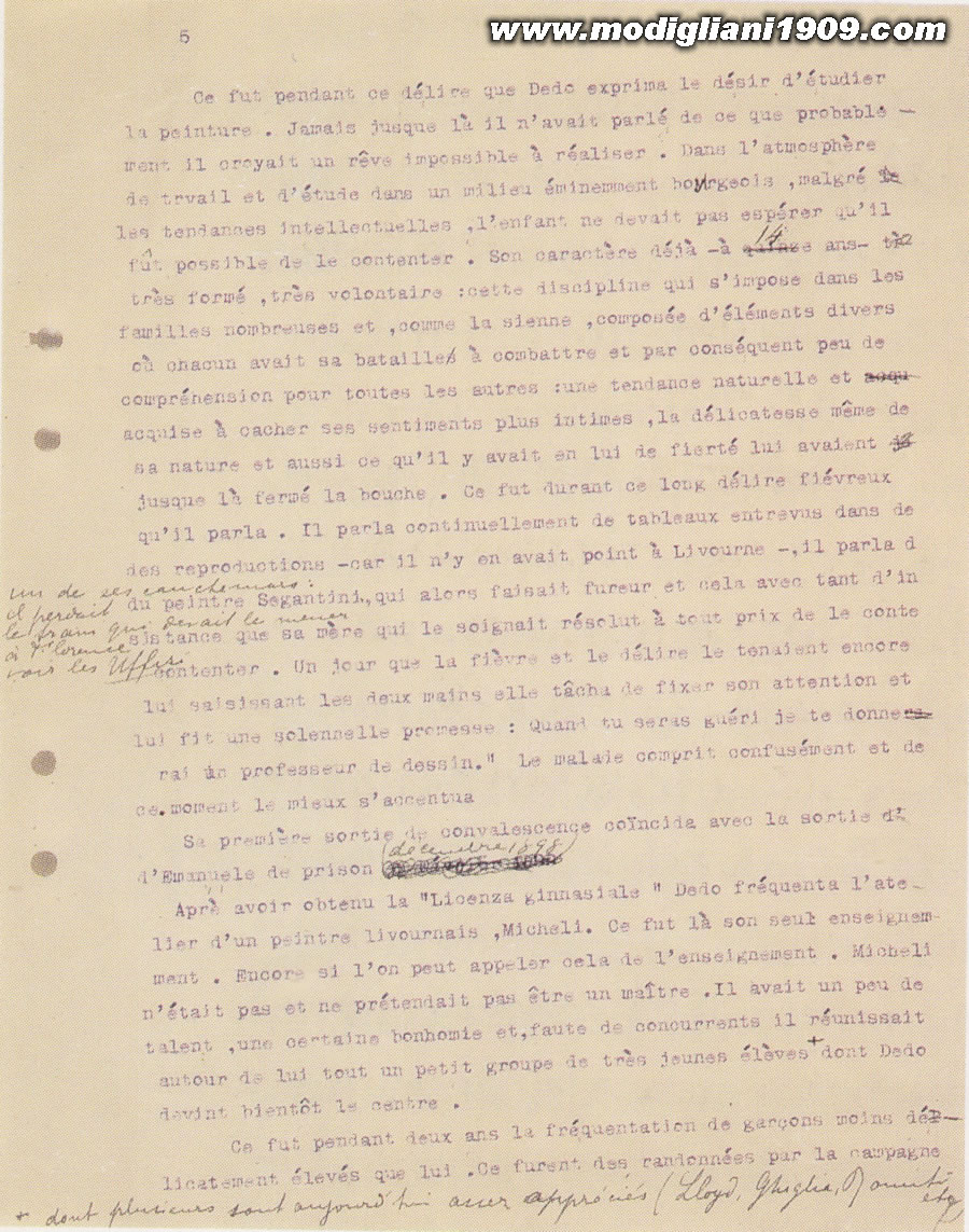 Una pagina degli appunti biografici inviati da Eugenia Garsin a Paul Alexandre