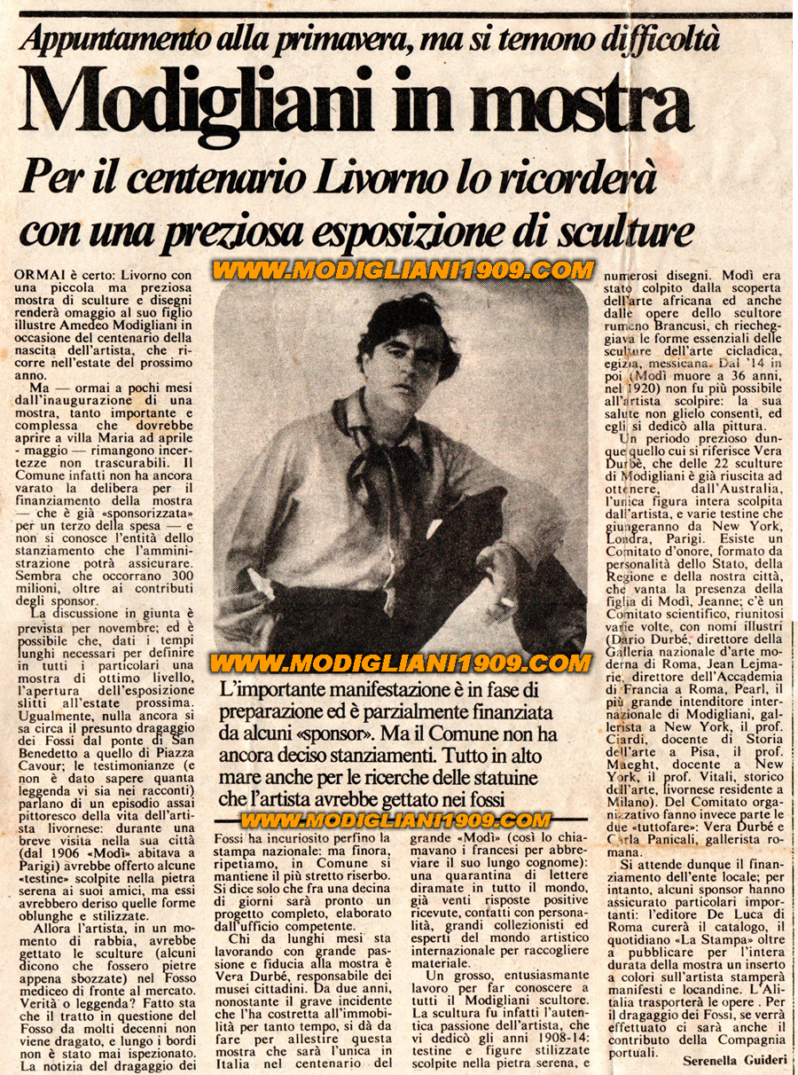 Modigliani in mostra per il centenario della nascita - Livorno 1984