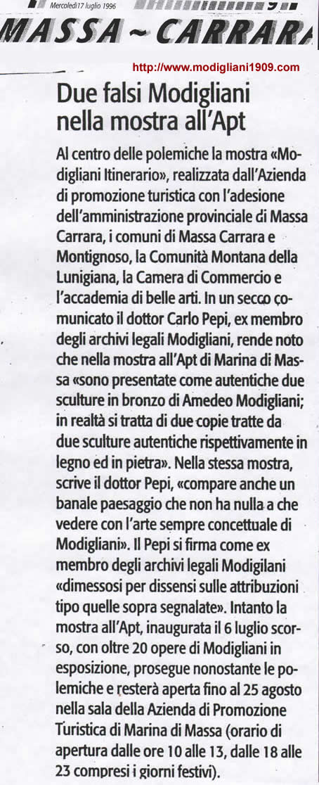 falsi Modigliani in mostra: Carlo Pepi interviene