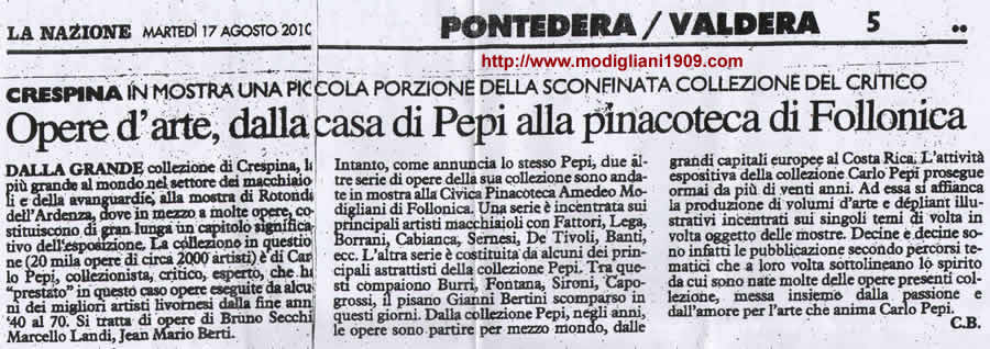mostra collezione Carlo Pepi alla pinacoteca di Follonica