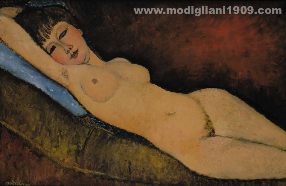Nudo coricato dal cuscino azzurro Amedeo Modigliani 1916