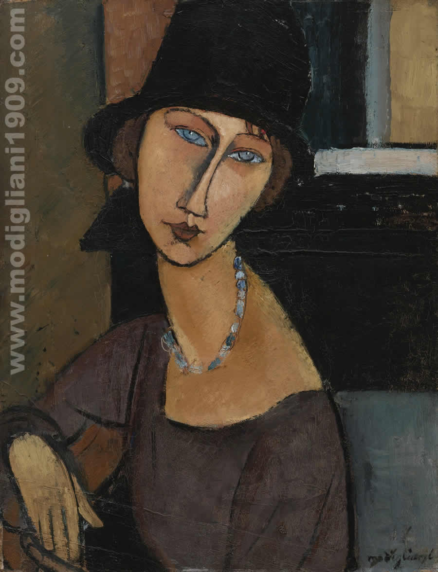 Jeanne Hébuterne con cappello e collana Amedeo Modigliani 1917