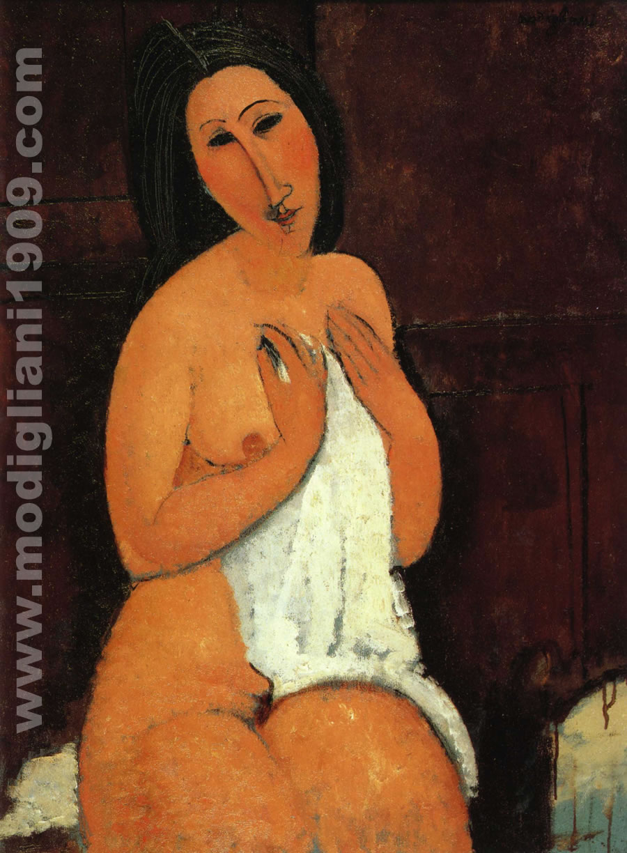 Nudo seduto con camicia fra le mani Amedeo Modigliani 1917