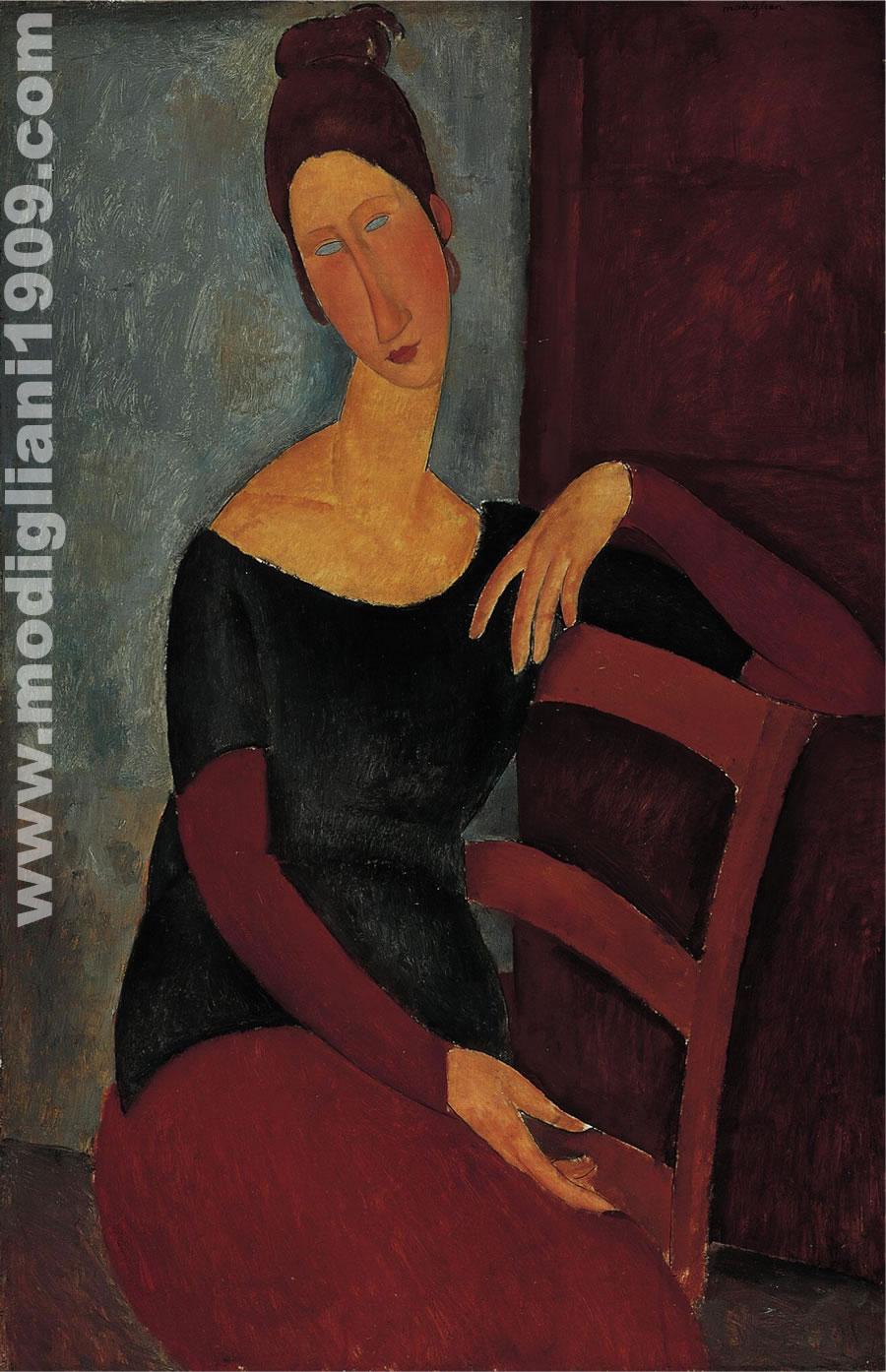 Jeanne Hébuterne seduta col braccio sulla spalliera Amedeo Modigliani 1918