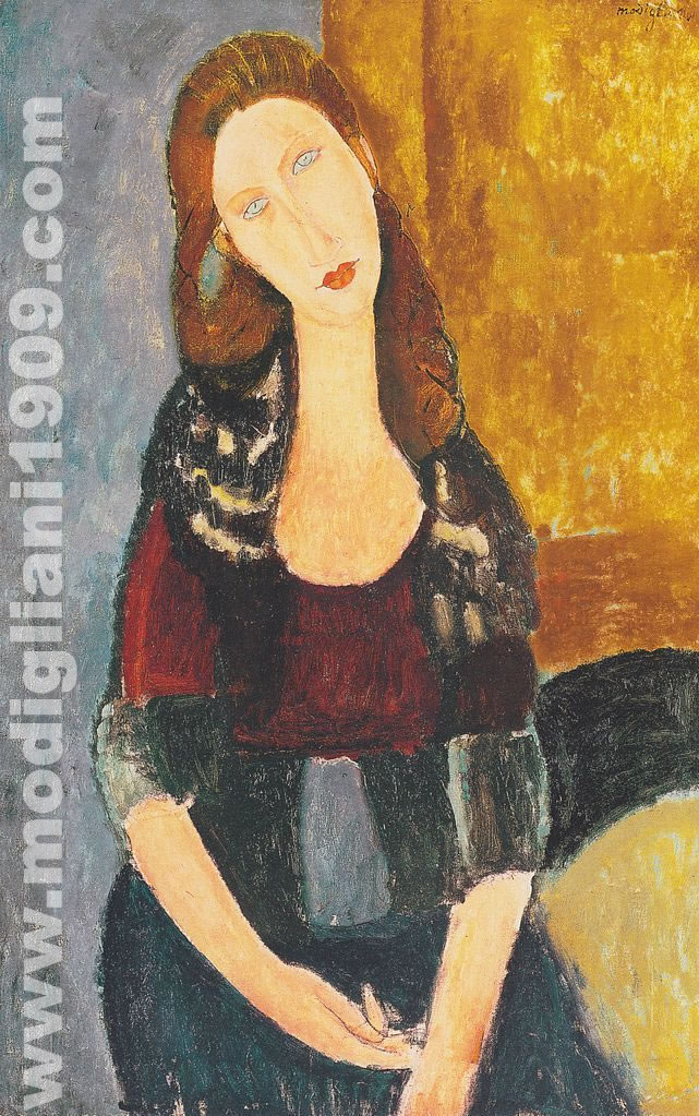 Jeanne Hébuterne seduta in fronte Amedeo Modigliani 1918