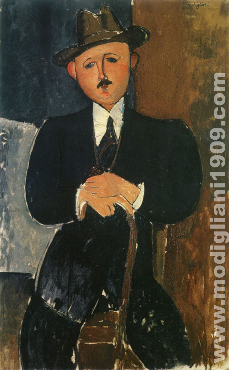 Uomo seduto con bastone Amedeo Modigliani 1918