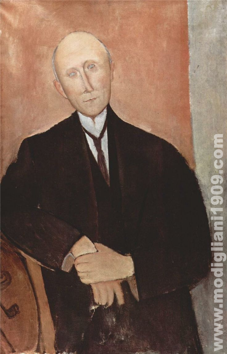 Uomo seduto, su fondo arancio Amedeo Modigliani 1918