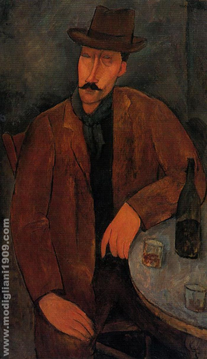 Uomo seduto a un tavolo Amedeo Modigliani 1918