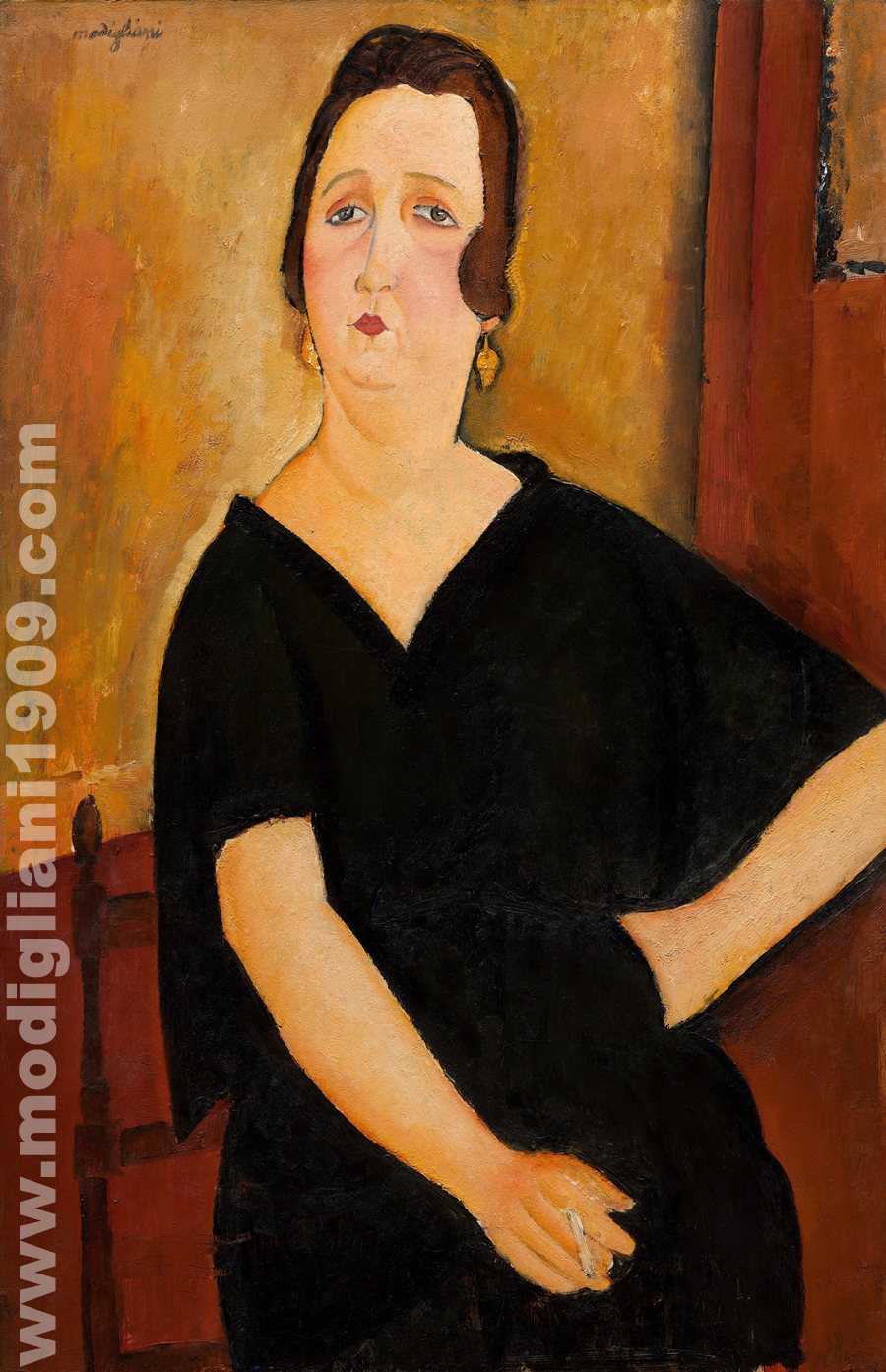 Donna seduta con sigaretta nella destra (Madame Amédée) Amedeo Modigliani 1918