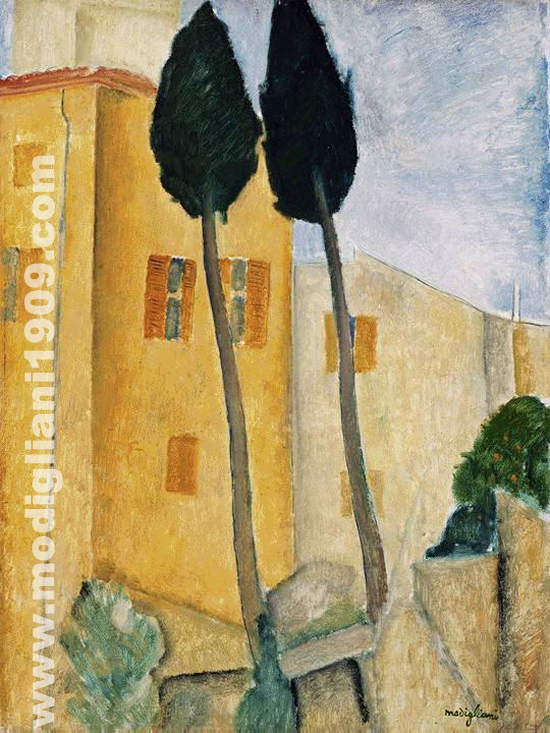Cipressi e case Amedeo Modigliani 1919