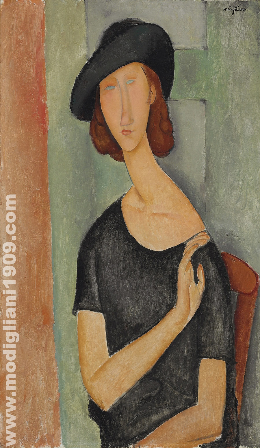 Jeanne Hébuterne con cappello Amedeo Modigliani 1919