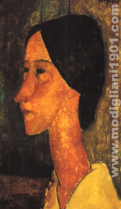 Testa di Hanka Zborowska in profilo Amedeo Modigliani 1919
