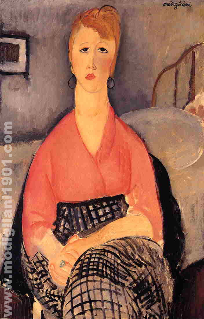 Giovane bionda seduta davanti a un letto Amedeo Modigliani 1919