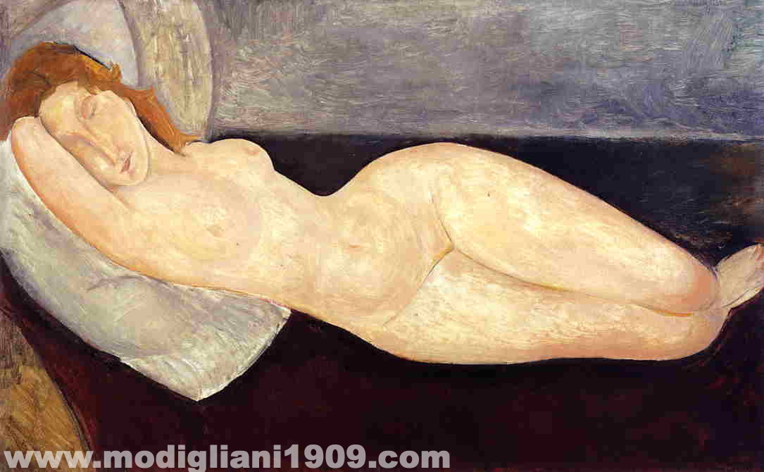 Dopo il soggiorno sulla Costa Azzurra, Modigliani esegue tre nudi, gli ultimi: magri di materia, dalla stesura veloce; la stessa modella, la stessa posa, l'incarnato non più acceso come in quelli del 1917, ma di un rosa più pallido