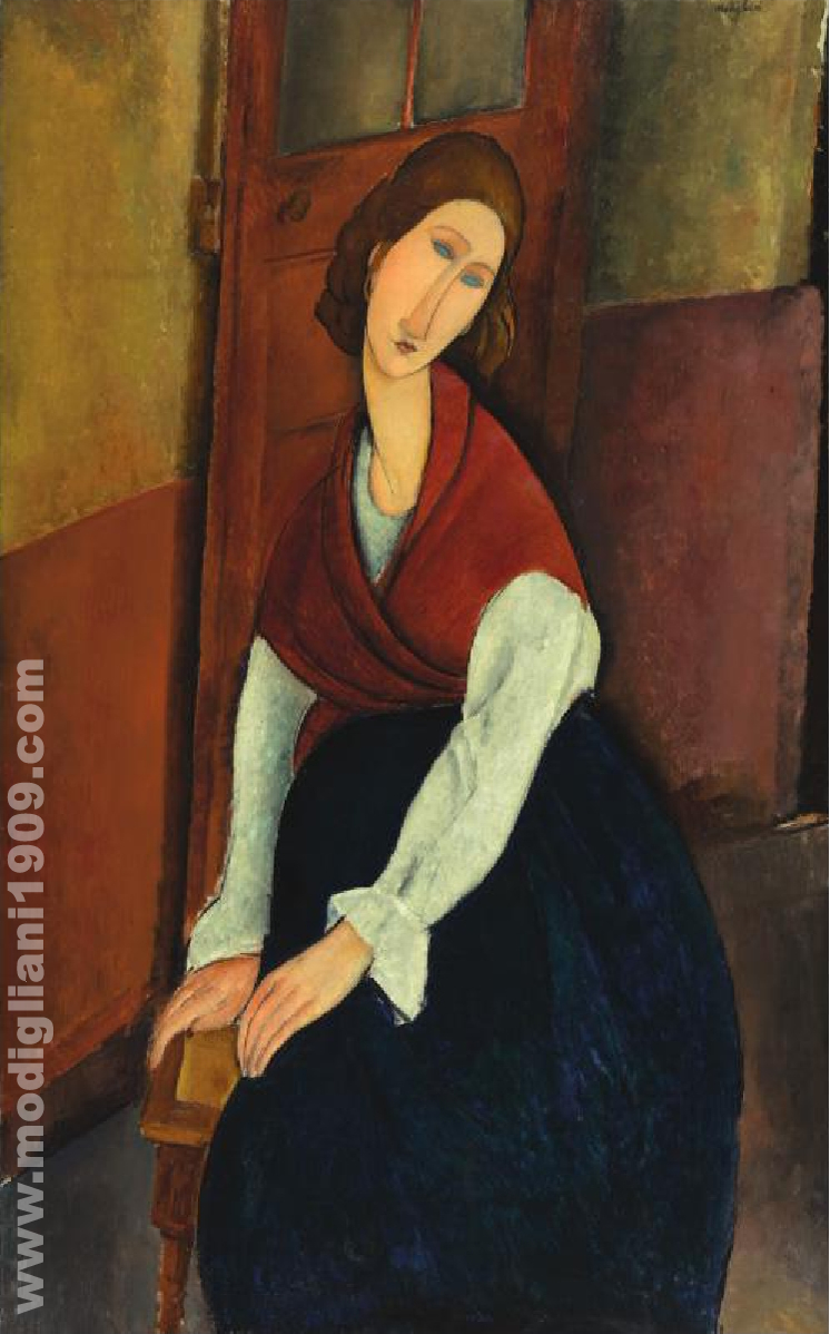 Jeanne Hébuterne seduta davanti a un uscio Amedeo Modigliani 1919