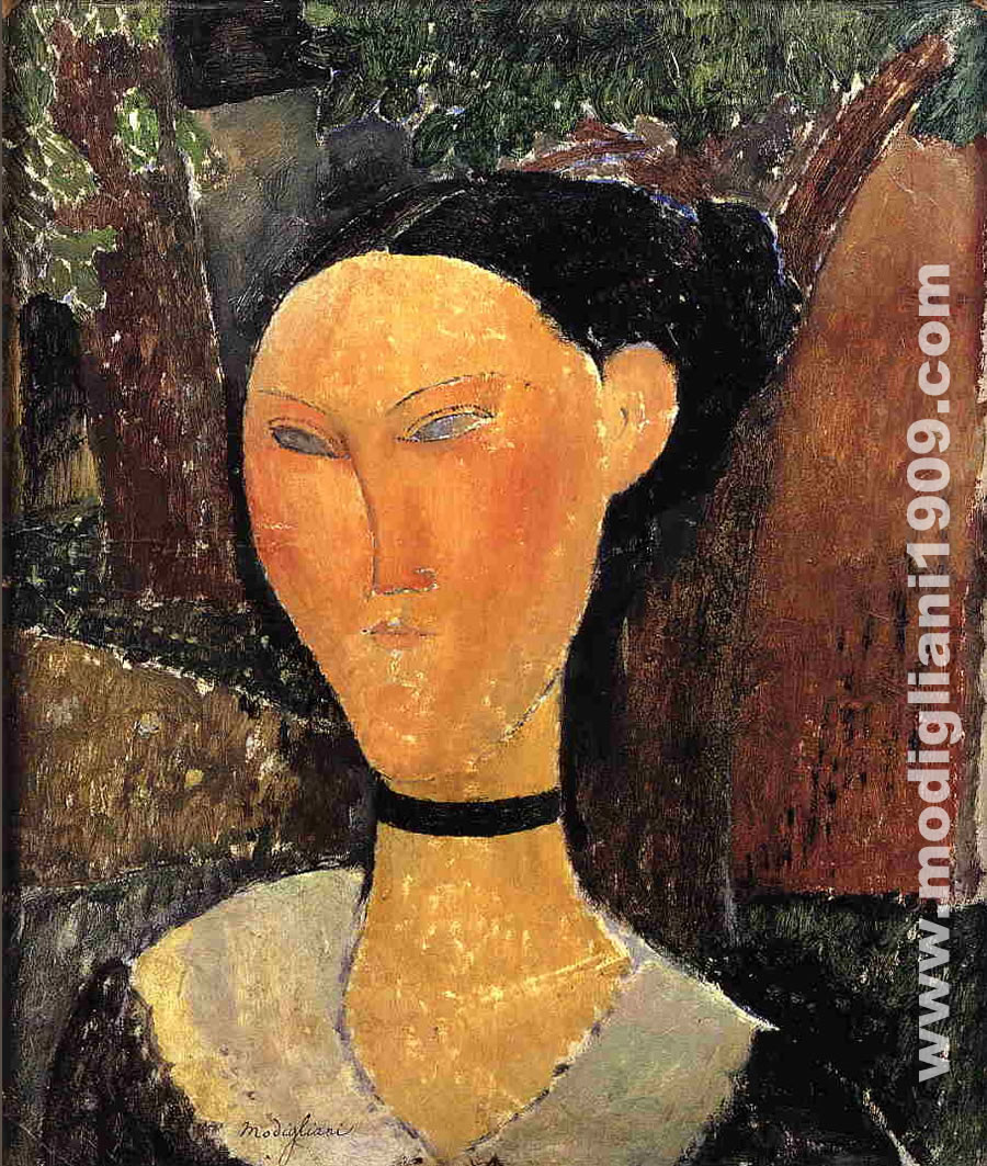 Testa di donna con nastro di velluto Amedeo Modigliani 1915