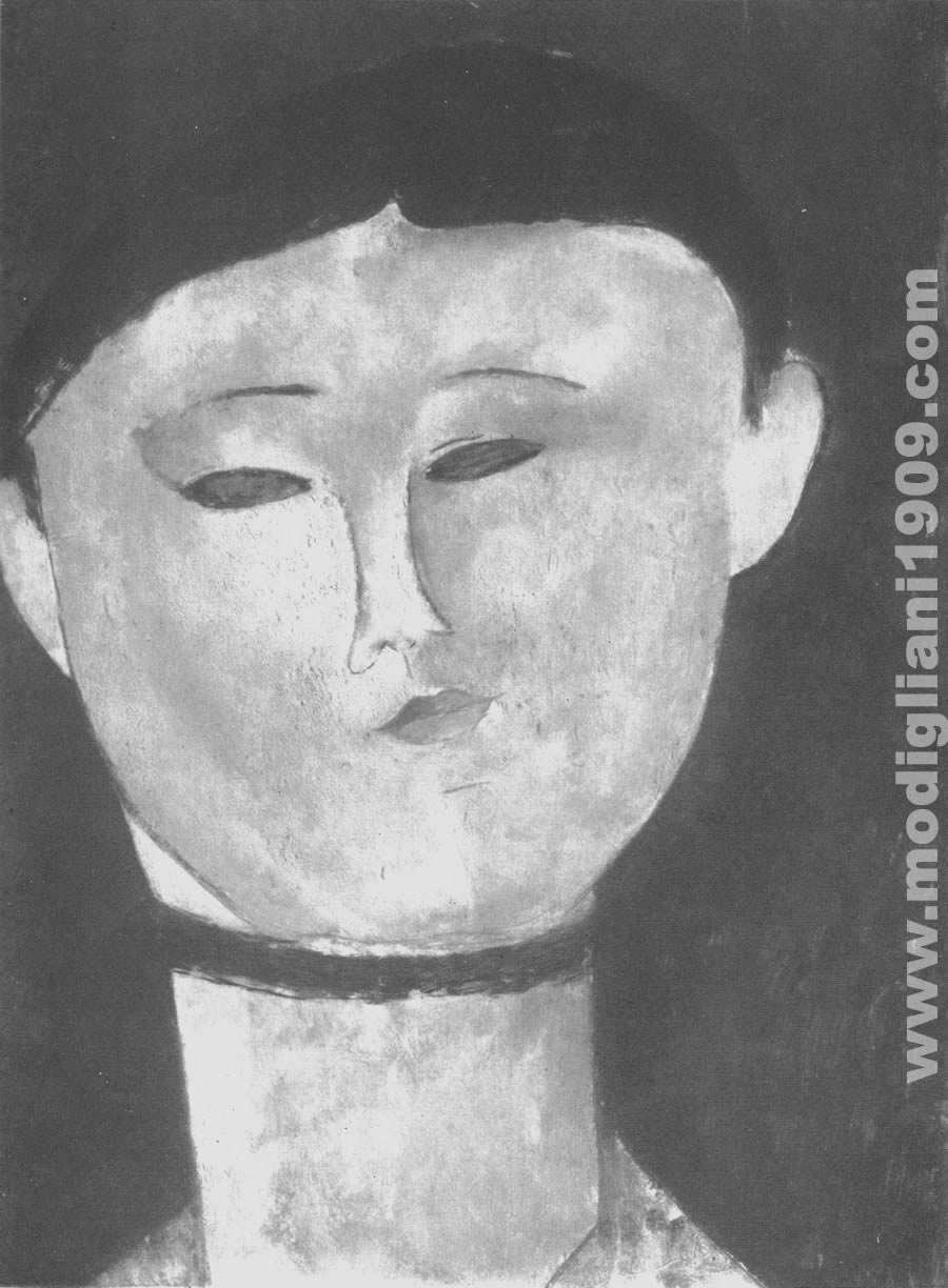 Testa di donna con nastro al collo Amedeo Modigliani 1915
