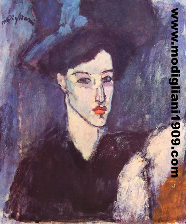 L'effigiata, amica di Modigliani e di Paul Alexandre, era semplicemente designata dagli stessi come - l'ebrea -. Fu esposta alla prima partecipazione dell'artista al Salon des Indépendants di Parigi nel 1908
