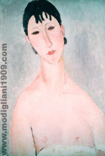 Busto di Elvira con la camicia abbassata - Amedeo Modigliani, 1918