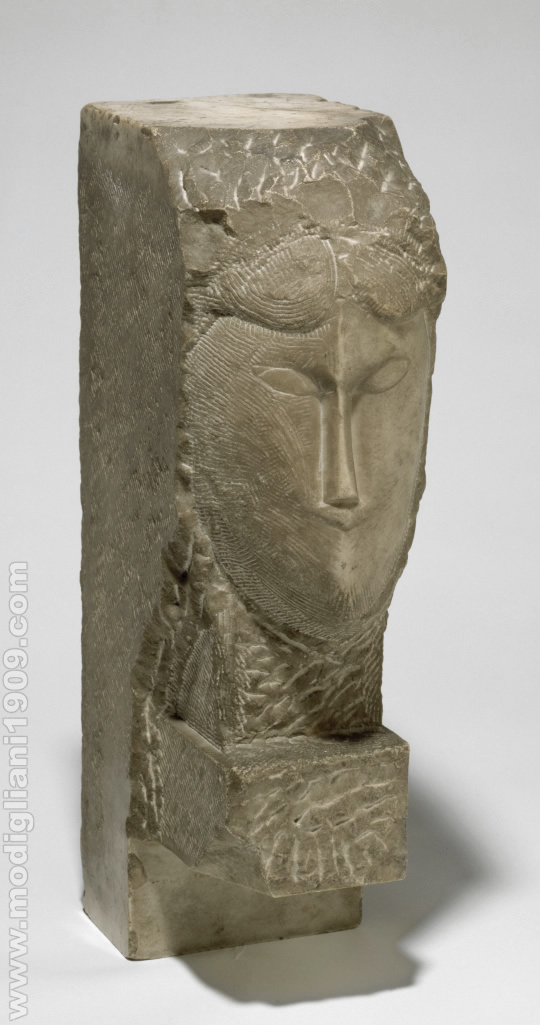 Woman's head, Амедео Модильяни, 1912 - 1913, white marble, LaM - Lille Métropole Musée d'art moderne, d'art contemporain et d'art brut