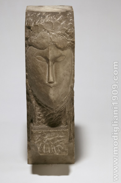 Head of woman, Amedeo Modigliani, 1911 - 1912, withe marble, LaM - Lille Métropole Musée d'art moderne, d'art contemporain et d'art brut