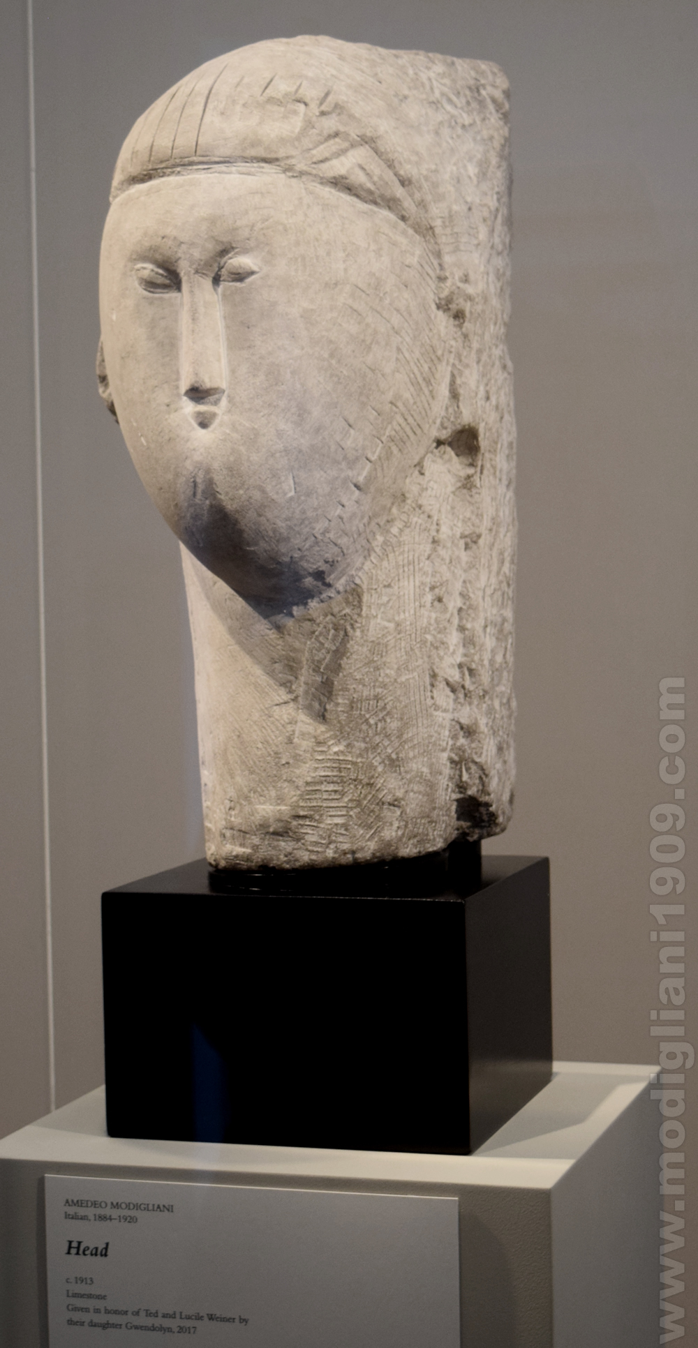Head (left side), Amedeo Modigliani, 1911 - 1912, Limestone, Kimbell Art Museum