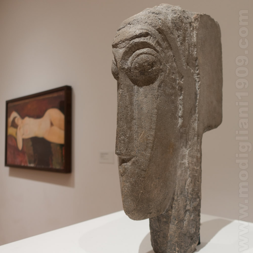 Head (left side), Amedeo Modigliani, 1911 - 1912, Limestone, Museum of Modern Art, New York (MoMa) - Gift of Abby Aldrich Rockefeller in memory of Mrs. Cornelius J. Sullivan
