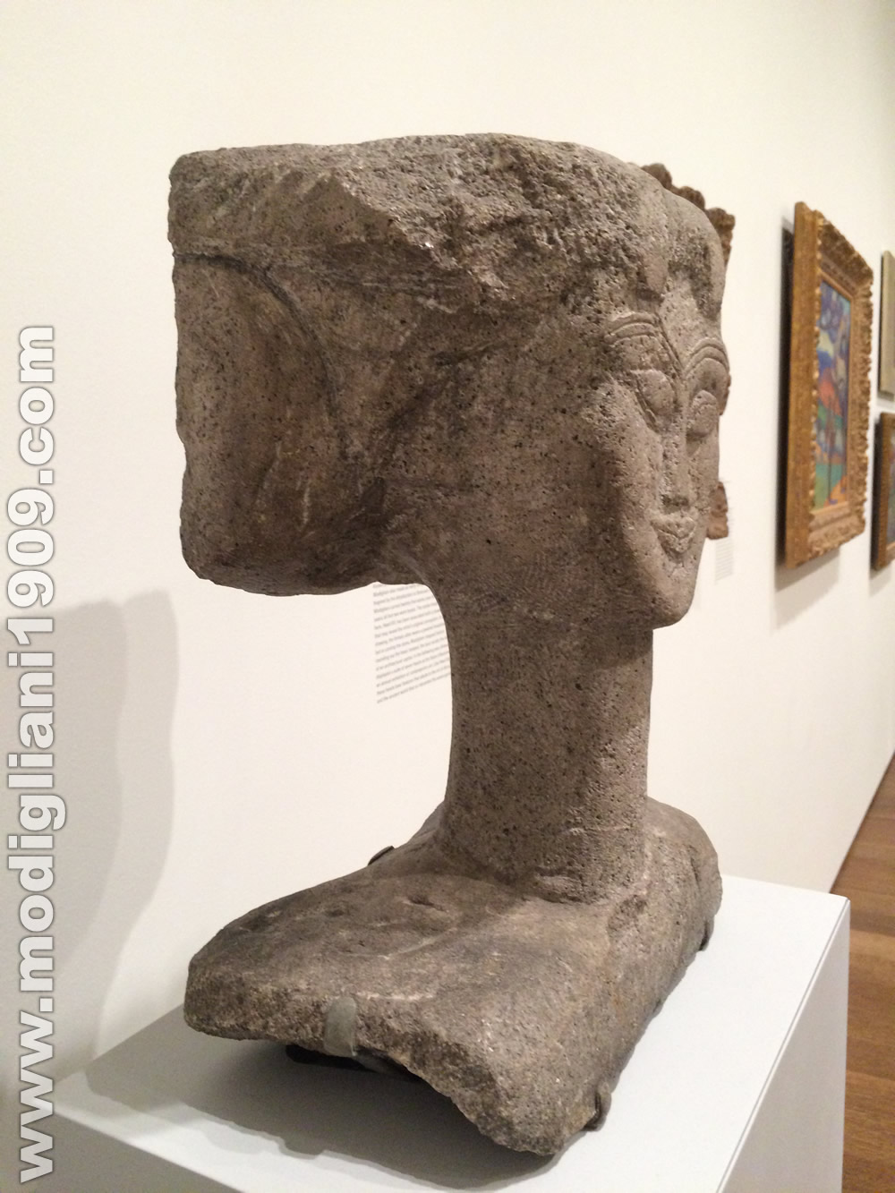 Head of woman (right side), Amedeo Modigliani, 1911, Stone, Harvard Art Museums/Fogg Museum, Gift of Lois Orswell