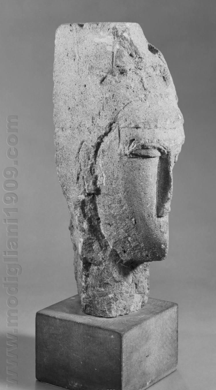 Head, Amedeo Modigliani, 1910 ca,Limestone - The Henry & Rose Pearlman Foundation