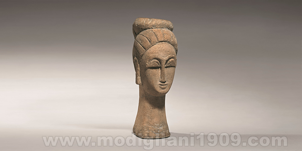 woman's head (with chignon), Amedeo Modigliani, 1911ca, Sandstone, Merzbacher Kunststiftung Collection