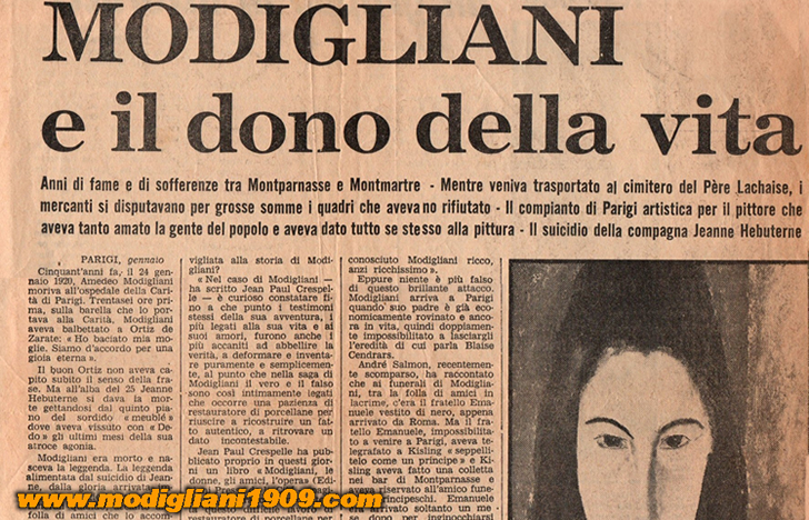 Cinquant'anni fa il grande pittore italiano Amedeo Modigliani moriva nella capitale francese