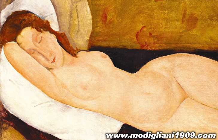 Amedeo Modigliani, Nu couché, le bras droit replié derrière la tête, 1919, huile sur toile, 73 x 116 cm