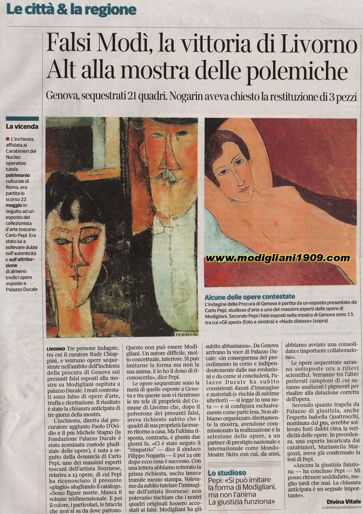 Fakes Modì, the victory of Livorno - Genoa, seized 21 works - Il Corriere Fiorentino
