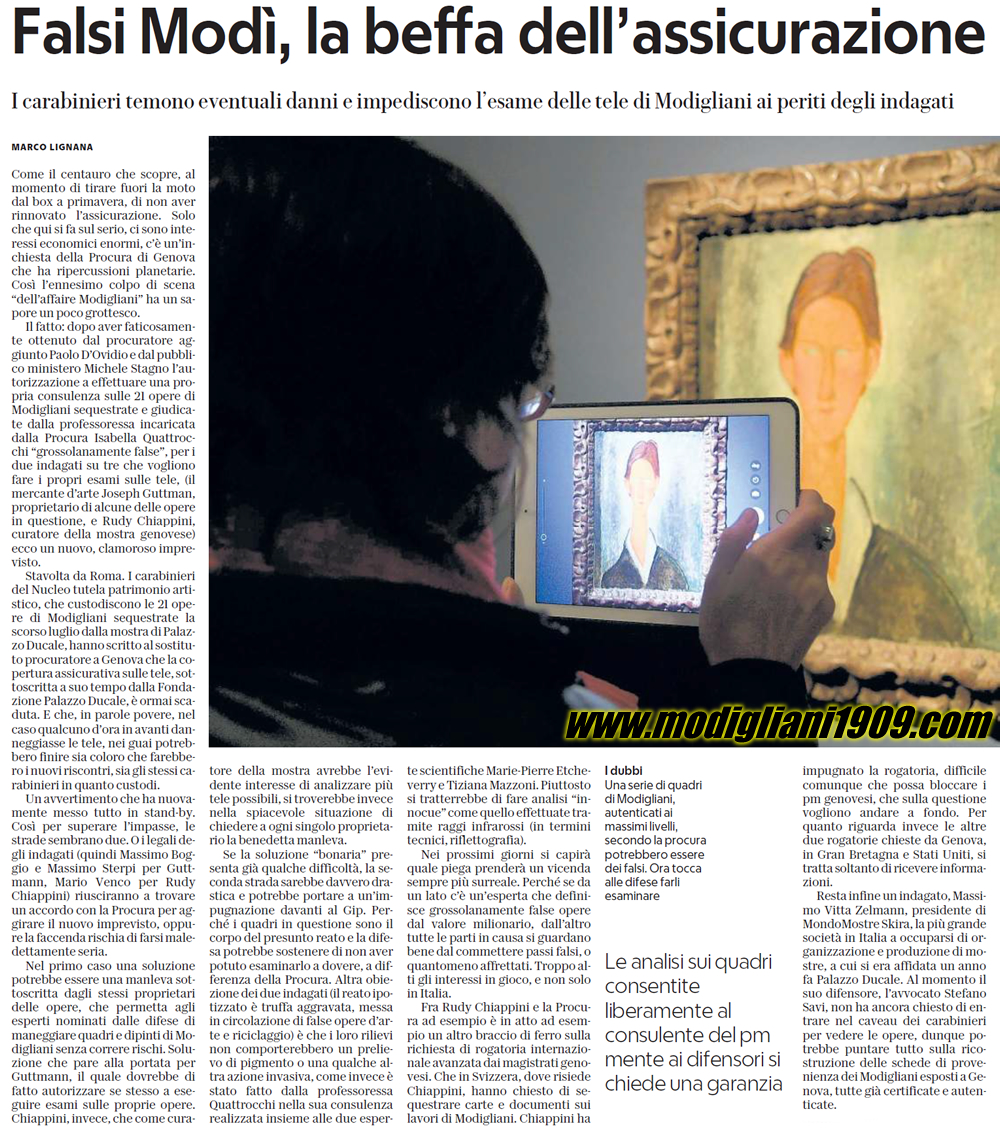 Fakes Modigliani: the hoax of ithe insurance - The carabinieri fear possible damages and forbid the examination of the paintings