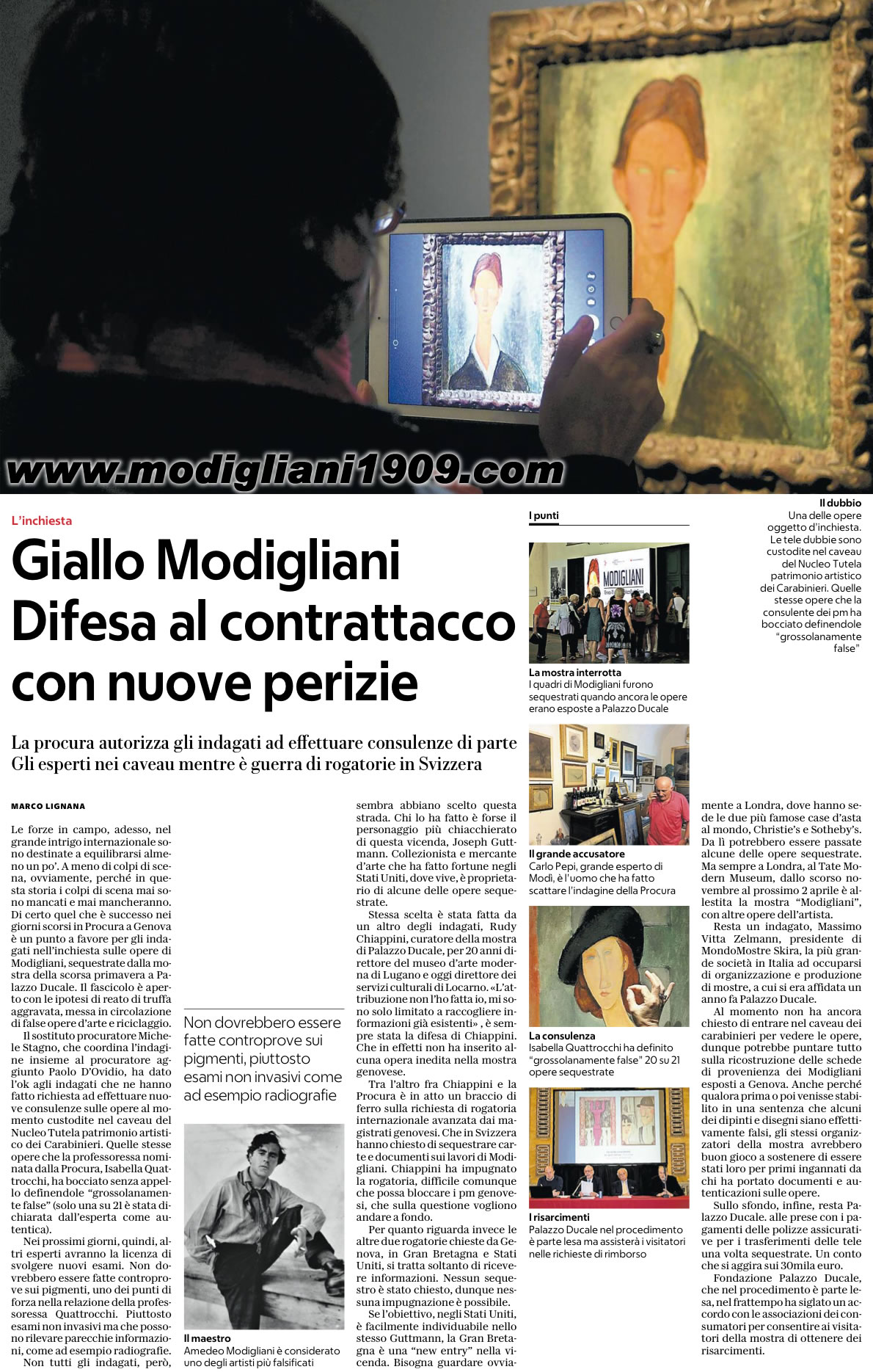 Giallo Modigliani - Difesa al contrattacco con nuove perizie