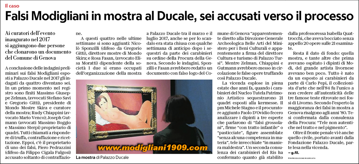 Modigliani: six charged in the process