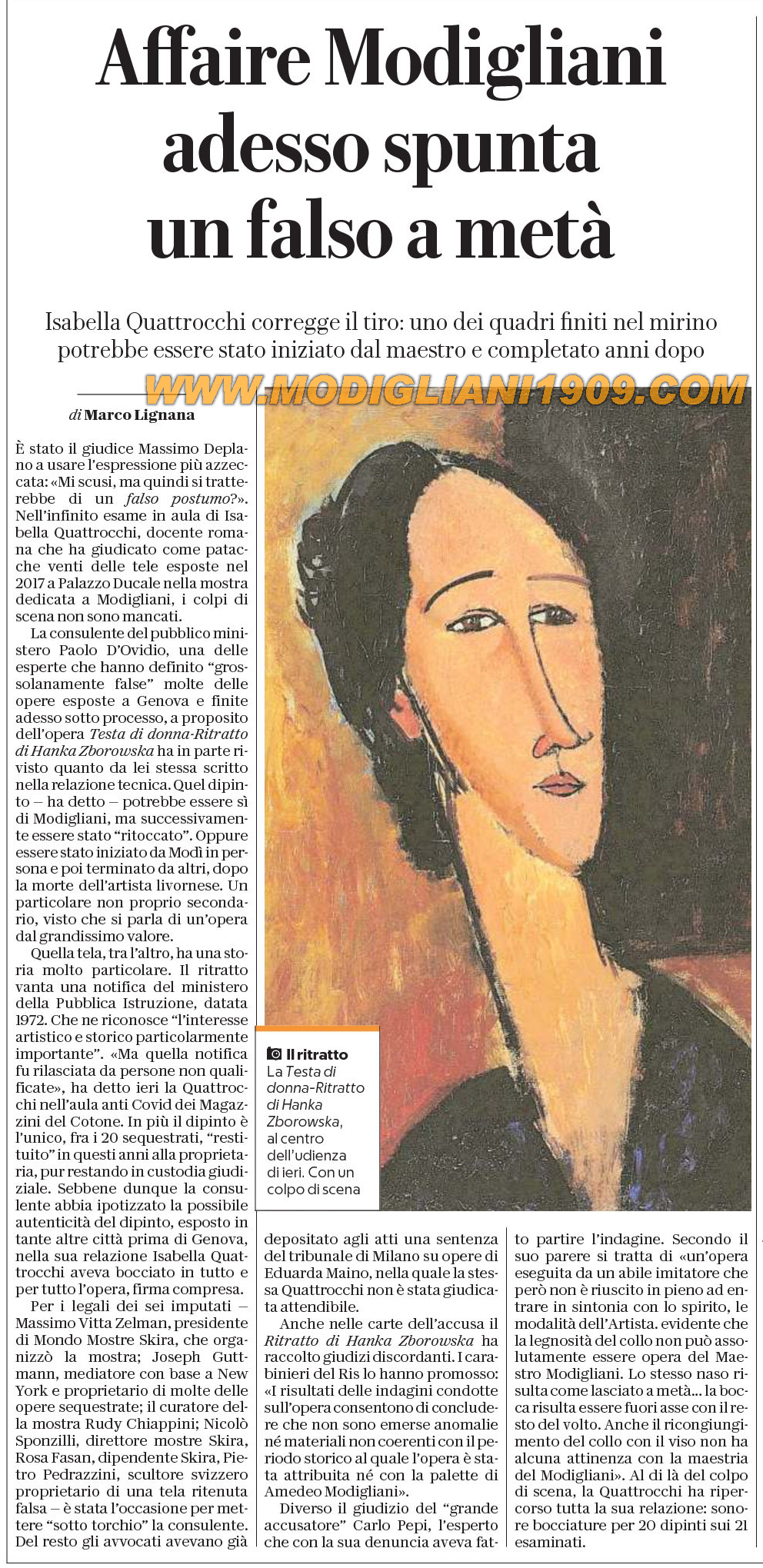 Affaire Modigliani: adesso spunta un «falso a metà»