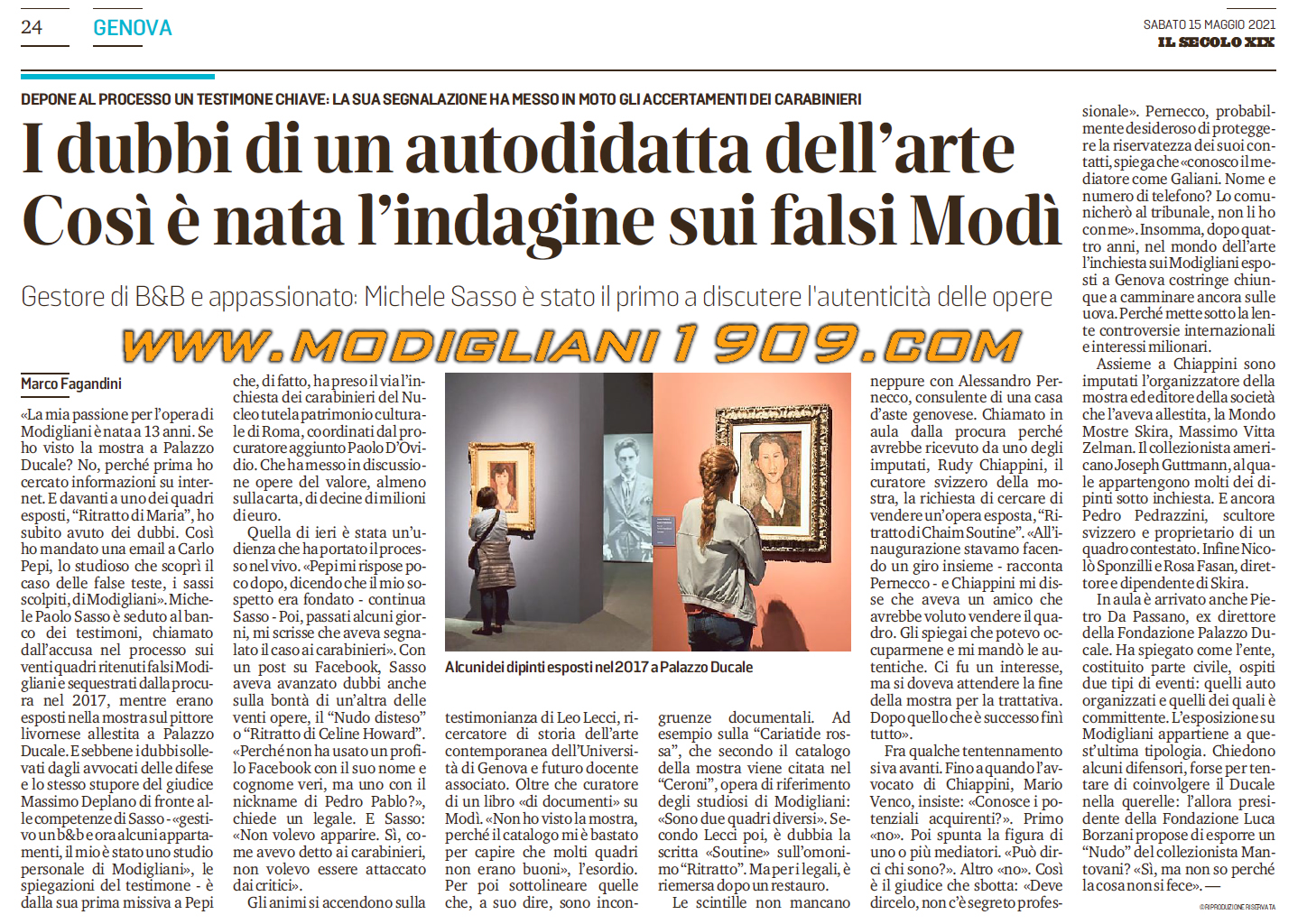 Ascoltati i primi testimoni al processo dui falsi Modigliani esposti a Palazzo Ducale di Genova