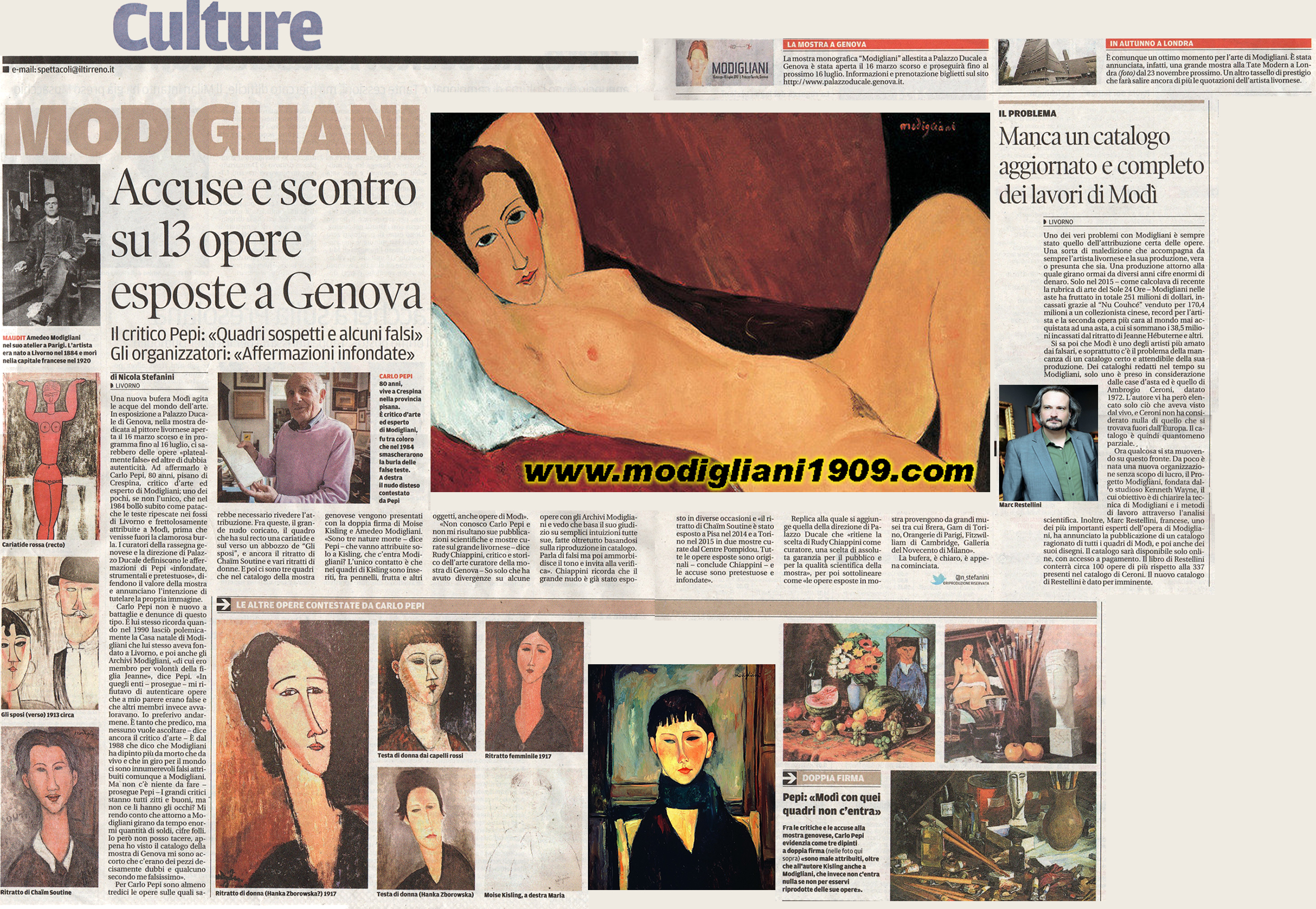 charges against 13 Modigliani on display in Genoa