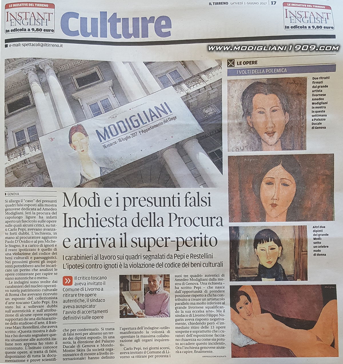 Modì and the alleged fakes in Genoa exhibition. Inquiry of the Prosecutor and the super-expert arrives