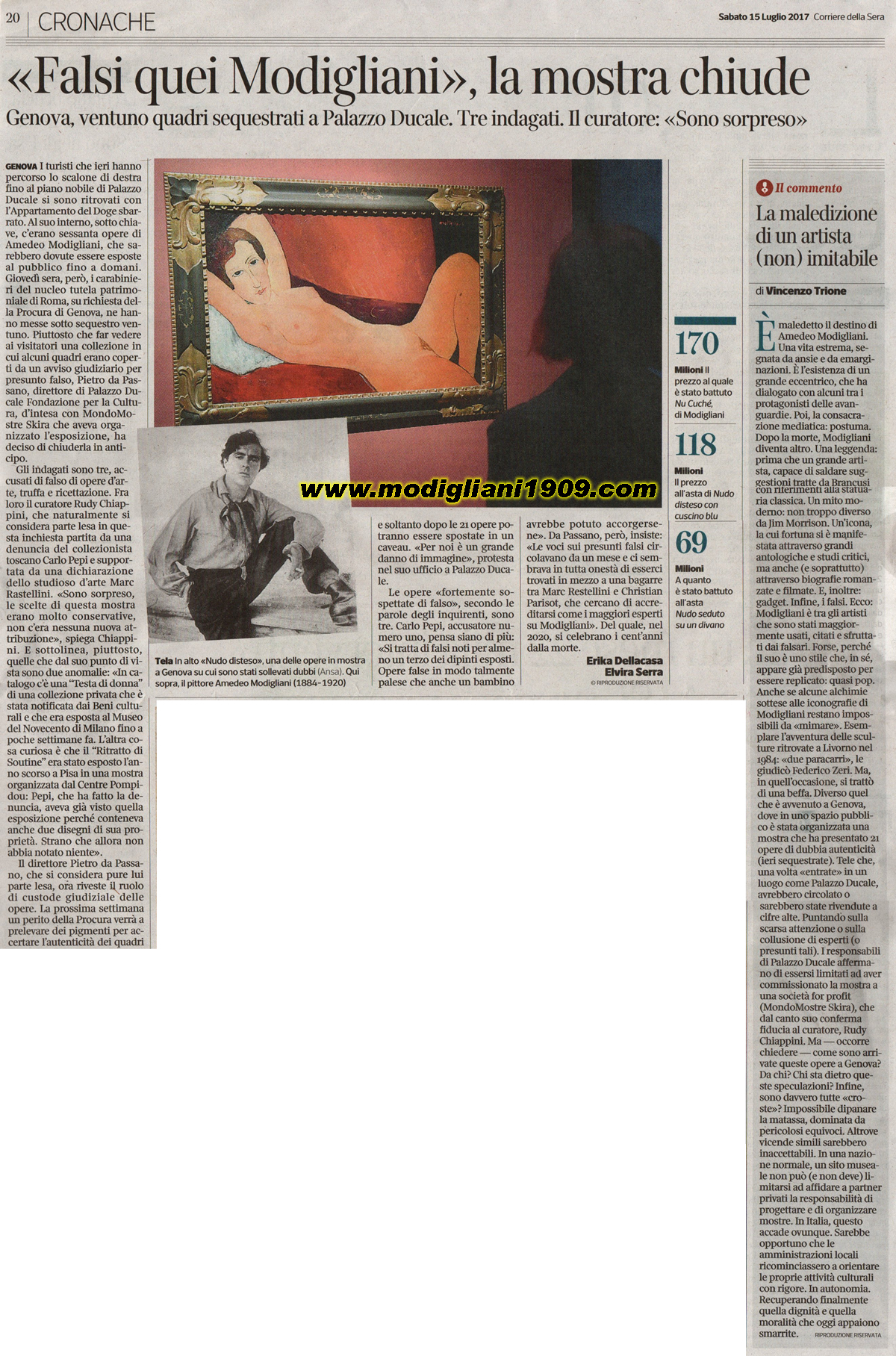  Fakes those Modigliani, the exhibition closes - Corriere della Sera 